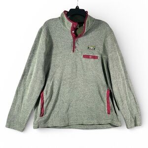 Vintage LL Bean T Snap Sherpa Pullover Fleece Green w Maroon Trim Men’s Large